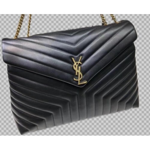 Yves Saint Laurent kalfsleren jumbo-draagtas zwart 464698 gouden hardware