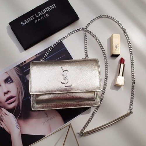 Yves Saint Laurent kalfsleren schoudertas 452157 goud