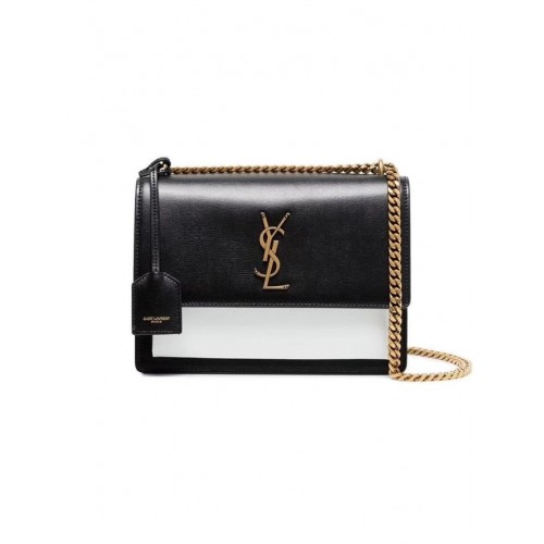 Yves Saint Laurent kalfsleren schoudertas Y542206B zwart-wit