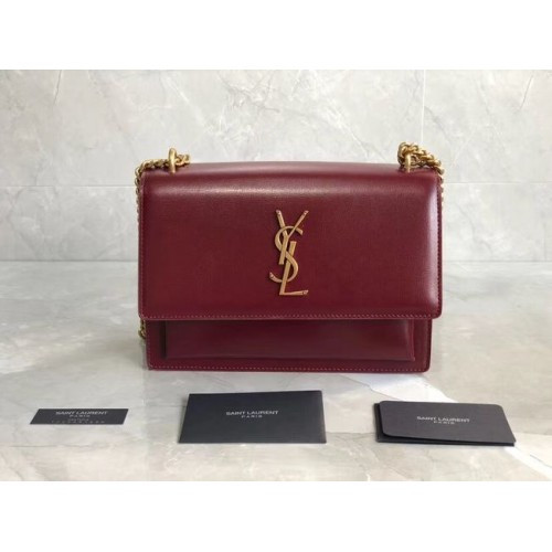 Yves Saint Laurent kalfsleren schoudertas Y542206B rood