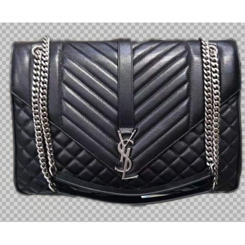 Yves Saint Laurent kalfsleren schoudertas Y5699 zwart
