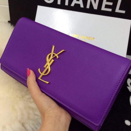 Yves Saint Laurent Classic Monogram Clutch 30210 Paars