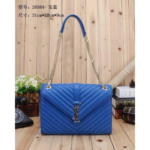 Yves Saint Laurent Classic Monogram Flap Bag Y26584 Blauw