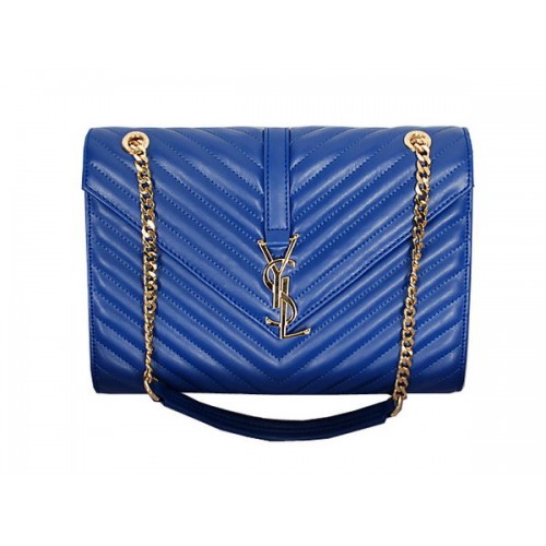 Yves Saint Laurent Classic Monogram Flap Bag Y8245 Blauw