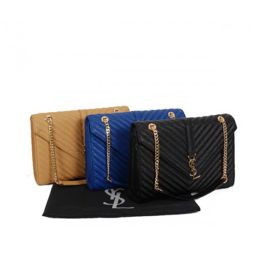 Yves Saint Laurent Classic Monogram Flap Bag Y9201 Abrikoos&Blauw&Zwart