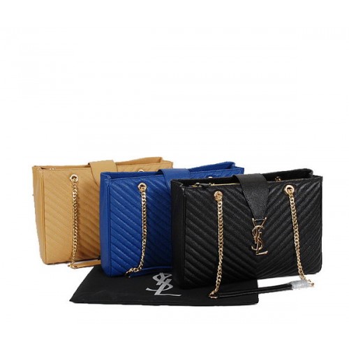 Yves Saint Laurent Classic Monogram Boodschappentas Y9150 Abrikoos&Blauw&Zwart
