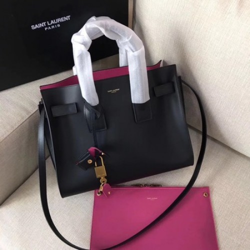 Yves Saint Laurent Klassieke Sac De Jour tas Glad leer Y398709 Black&Rose