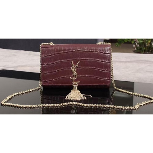 Yves Saint Laurent Croco leren crossbody schoudertas 1311224 paars