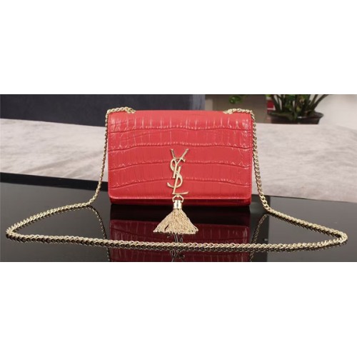 Yves Saint Laurent Croco lederen crossbody schoudertas 1311224 rood