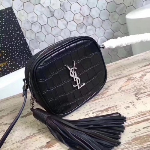 Yves Saint Laurent Krokodillenleer Schoudertas 5804 Zwart