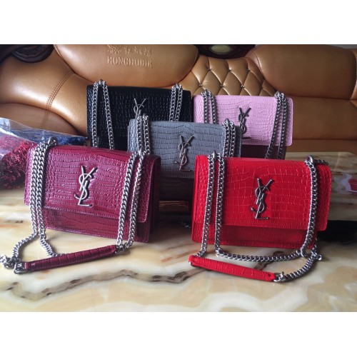 Yves Saint Laurent Cross-body Croco leren schoudertas Y8606