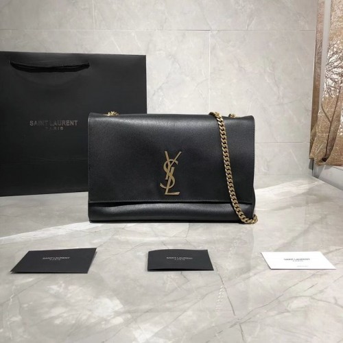 Yves Saint Laurent Double Skin Gebruik Originele Leren Schoudertas Y553804 Zwart