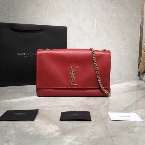 Yves Saint Laurent Double Skin Gebruik Originele Leren Schoudertas Y553804 Rood