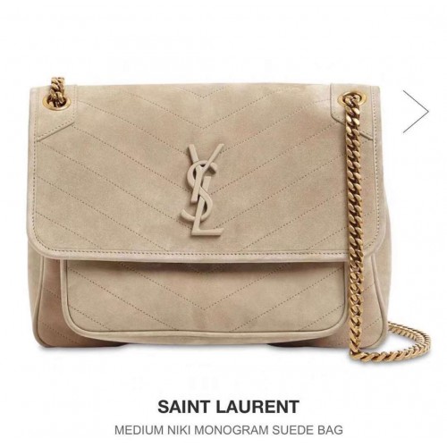 Yves Saint Laurent ENVELOP MEDIUM TAS IN GEWATTEERD SUÈDE Y498004 creme