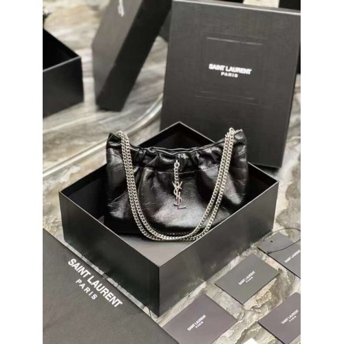 Yves Saint Laurent GABY SATCHEL IN GEWATTEERD LAMBSKIN 581632 zwart