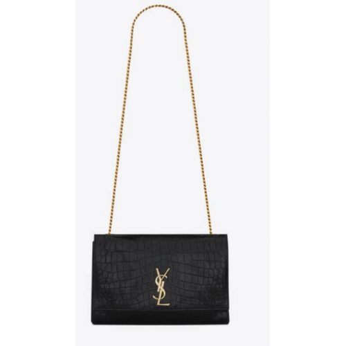 Yves Saint Laurent KATE MEDIUM OMKEERBAAR IN SUÈDE EN KROKODIL-RELIËF LEER 55380424