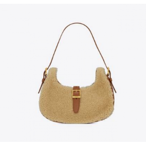 Yves Saint Laurent HOBO-TAS LE FERMOIR VAN MERINOSCHEER 6726152 BEIGE NATUURLIJKE BAKSTEEN
