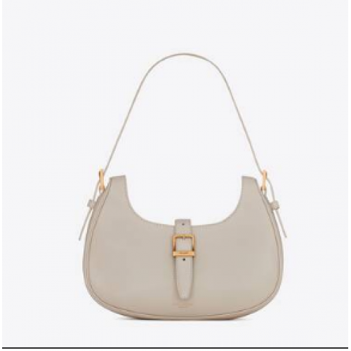Yves Saint Laurent HOBO-TAS LE FERMOIR IN GLANZEND LEER 6726152 BLANC VINTAGE
