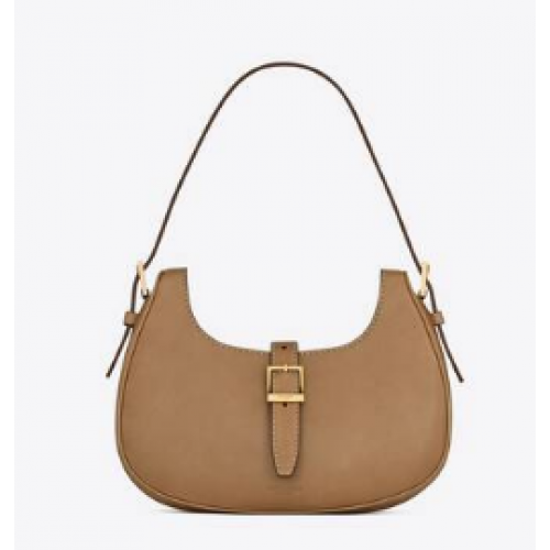 Yves Saint Laurent HOBO-TAS LE FERMOIR IN GLANZEND LEER 6726152 BRUIN GOUD