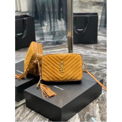 Yves Saint Laurent LOU CAMERATAS VAN GEWATTEERD SUÈDE EN GLAD LEER 520534 bruin