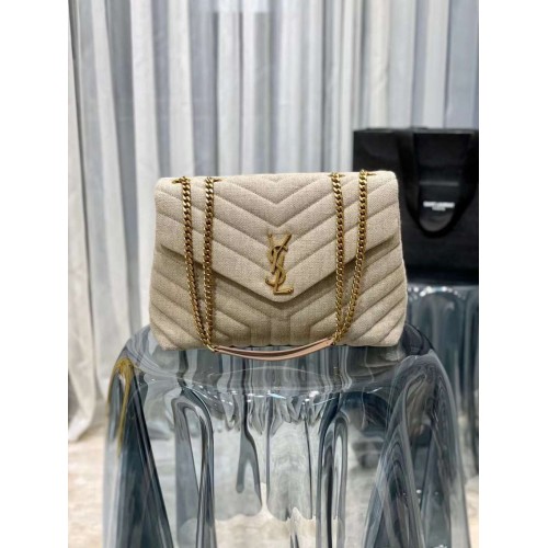 Yves Saint Laurent LOULOU SMALL IN GEWATTEERD EN LINNEN Y587216