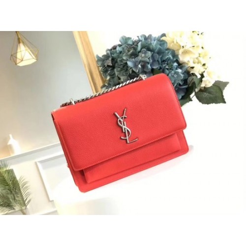 Yves Saint Laurent Leren Cross-body Schoudertas Y8004 Rood