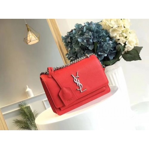 Yves Saint Laurent Leren Crossbody Schoudertas Y8005 Rood