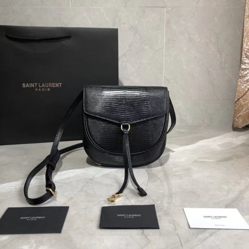 Yves Saint Laurent Lizard leren schoudertas Y551559 zwart