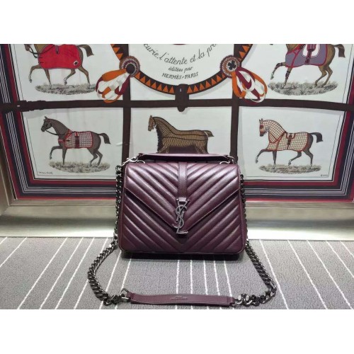 Yves Saint Laurent Messenger Bag Origianl Leer YSL0338 Burgundy
