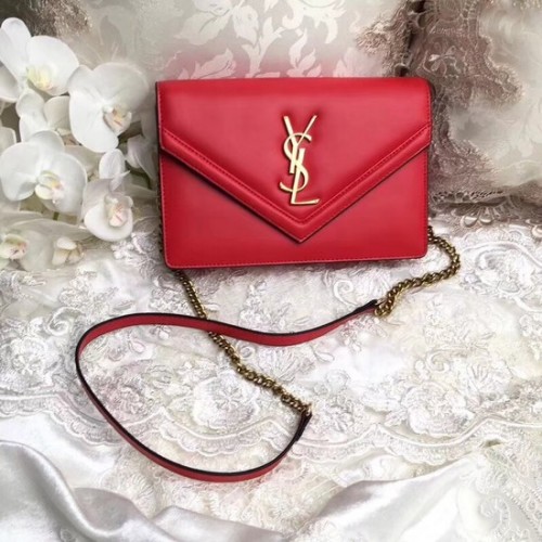 Yves Saint Laurent Monogram Kalfsleren schoudertas 2569 rood