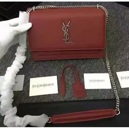 Yves Saint Laurent Monogramme Cross-body schoudertas Y3370 Wijnrood