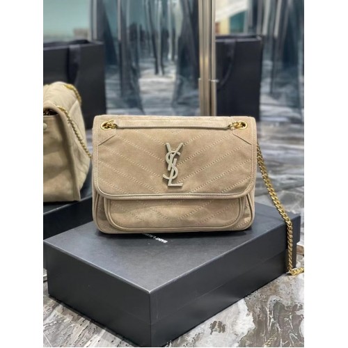 Yves Saint Laurent NIKI BABY IN GEWATTEERD SUÈDE LEER 498894 BEIGE
