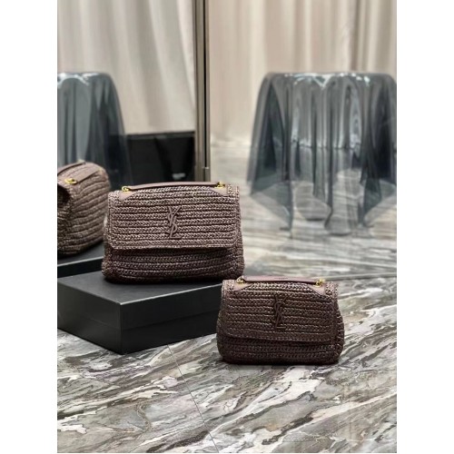 Yves Saint Laurent Niki geweven tas Y30261 donkerbruin