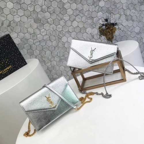 Yves Saint Laurent Original kalfsleren schoudertas 2822 zilver