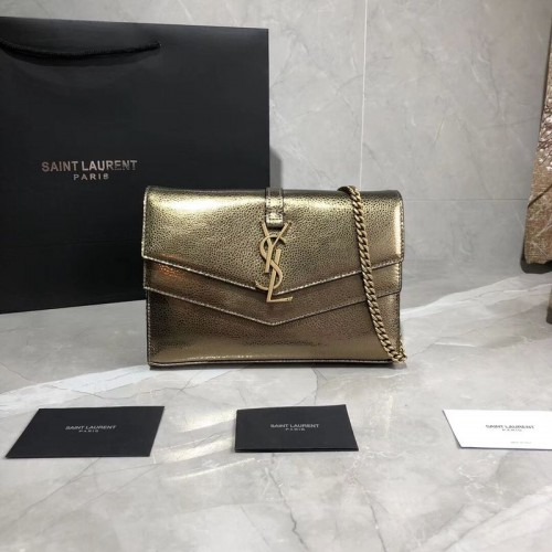 Yves Saint Laurent Original lederen schoudertas Y554763 brons goud