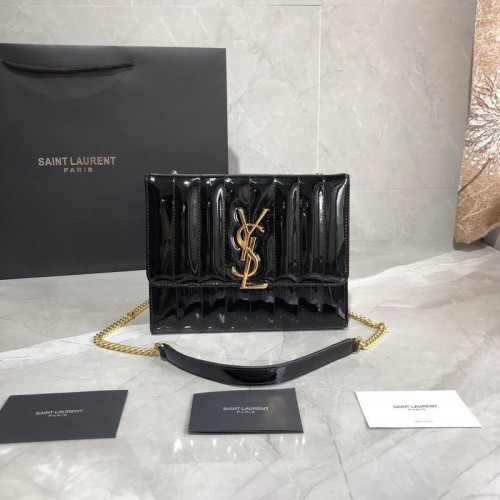 Yves Saint Laurent Patent Original Leren Schoudertas Y554125 Zwart