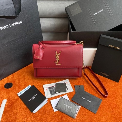 Yves Saint Laurent SUNSET MEDIUM KETTINGTAS VAN GLAD LEER 442906 ROOD