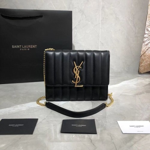 Yves Saint Laurent Schapenvacht Originele Leren Schoudertas Y554125 Zwart