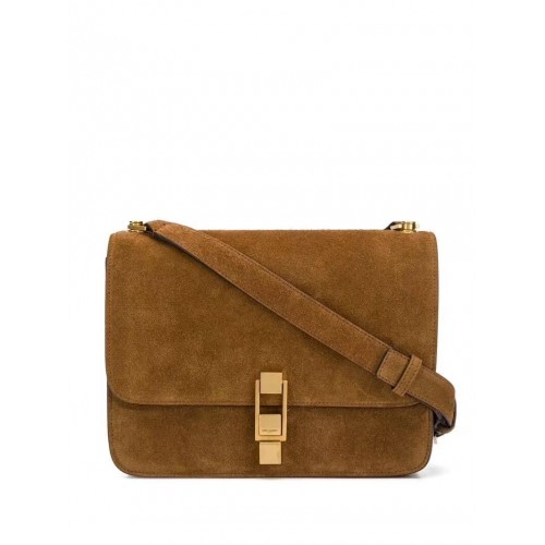 Yves Saint Laurent CARRE SATCHEL IN SUÈDE Y585061 bruin