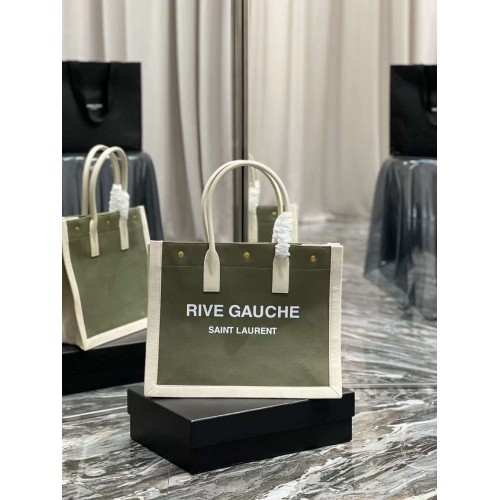 Yves Saint Laurent TWEED AND LAMBSKIN boodschappentas Y677943 groen&wit