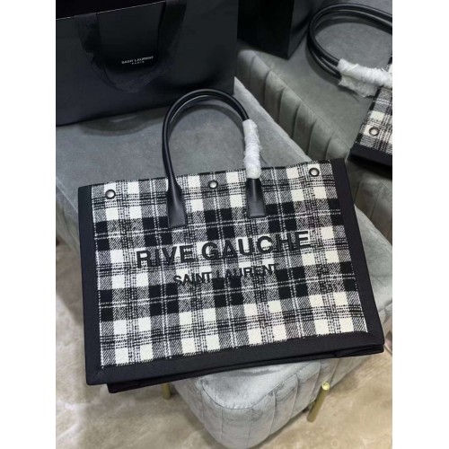 Yves Saint Laurent Tote Book LINNEN Boodschappentas Y509415 Zwart