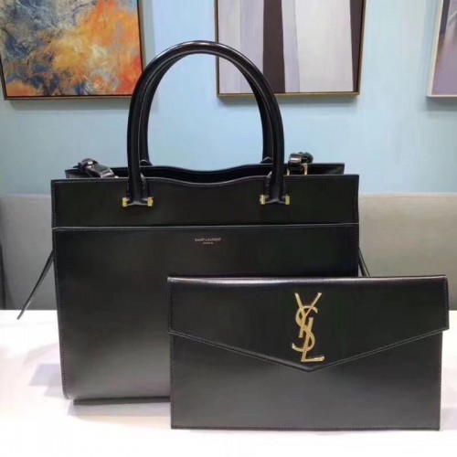 Yves Saint Laurent UPTOWN Top Handvat Originele Kalfsleren TAS 557653 Zwart