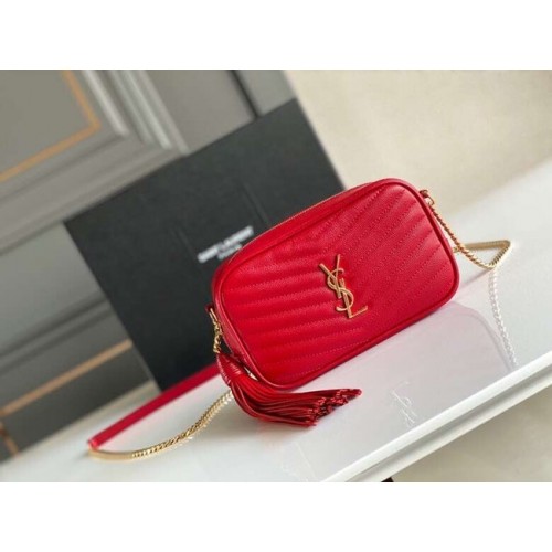 Yves Saint Laurent VINTAGE CAMERATAS IN Kalfsleer 6125791 rood