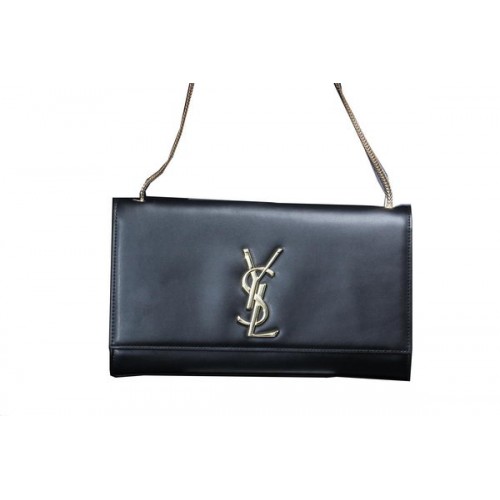 Yves Saint Laurent mini Monogram Glad Leren Schoudertas Y009 Zwart