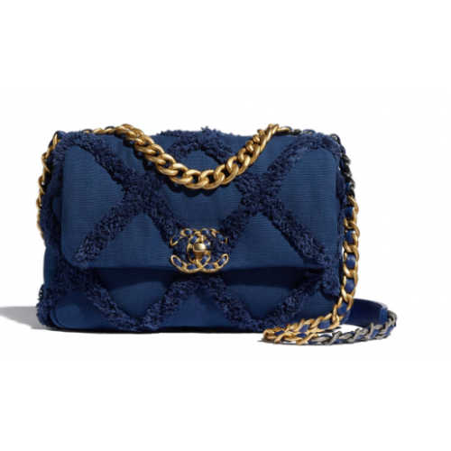 chanel 19 flap bag AS1160 marineblauw