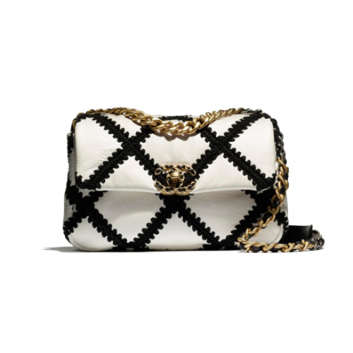 chanel 19 flap bag AS1160 Wit Zwart