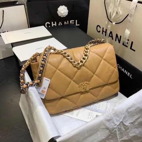 chanel 19 grote flap bag AS1162 abrikoos