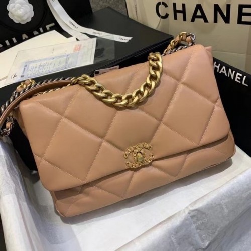 chanel 19 grote flap bag AS1162 lichtroze