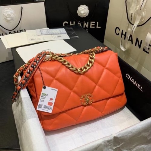 chanel 19 grote flap bag AS1162 oranje