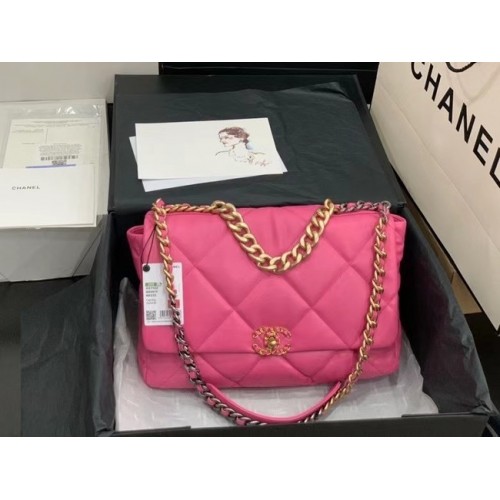 chanel 19 grote flap bag AS1162 roze